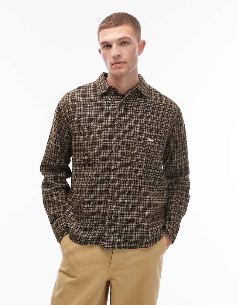 Obey - Bigwig Rick - Langärmliges Oversize-Hemd aus Flanell in Braun und Schwarz-Bunt von Obey
