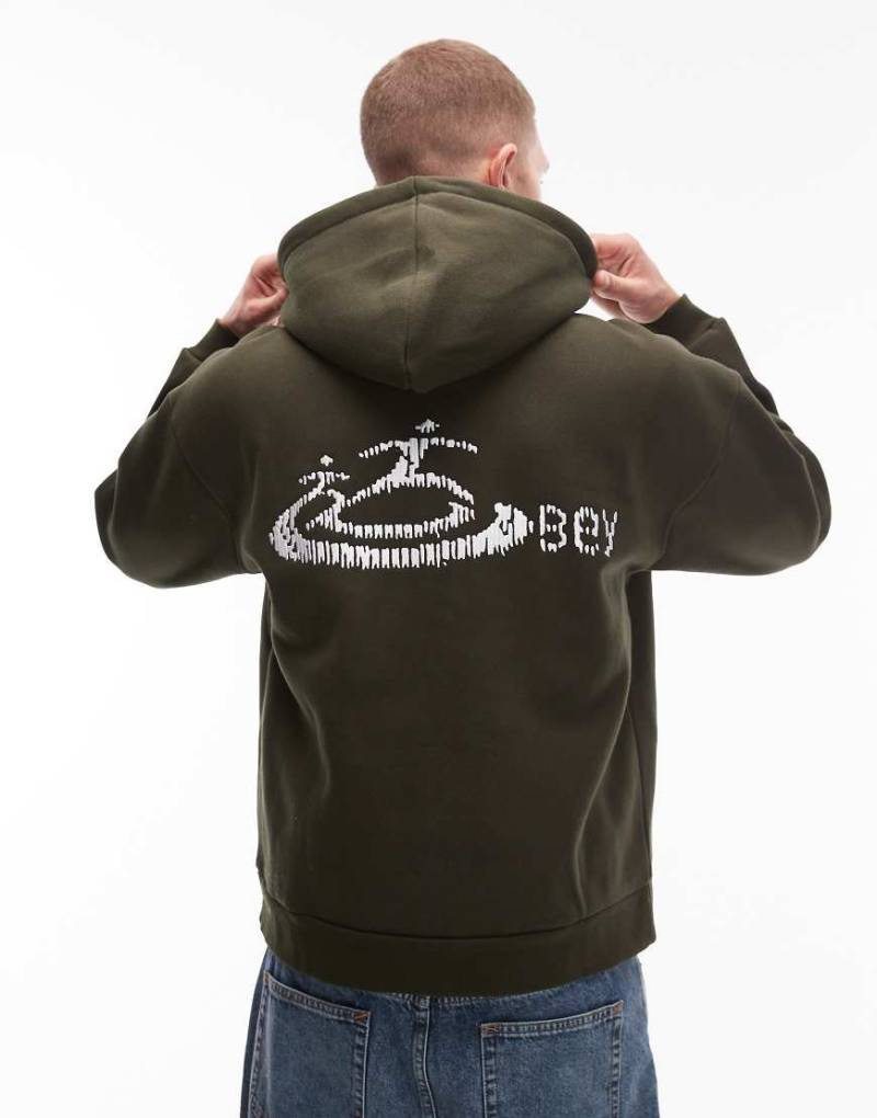 Obey - Corp - Oversize-Kapuzenpullover aus schwerem Stoff in Khaki-Grün von Obey