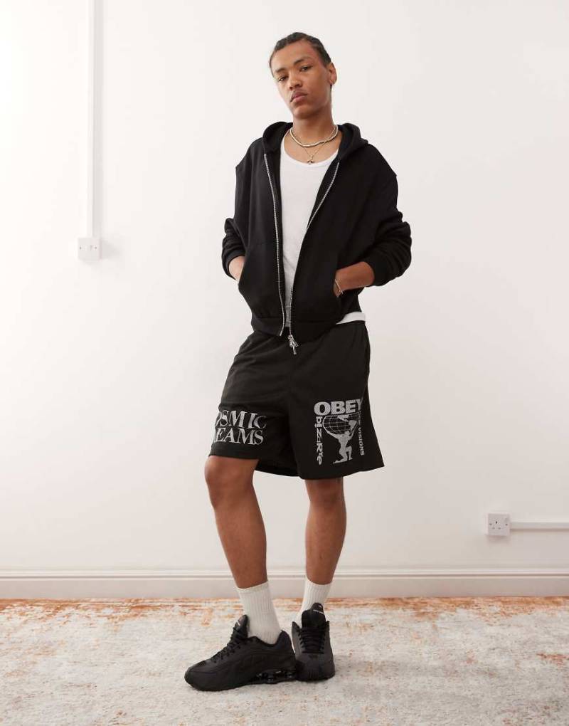 Obey - Easy Cosmic Dreams - Netzstoff-Shorts in Schwarz von Obey