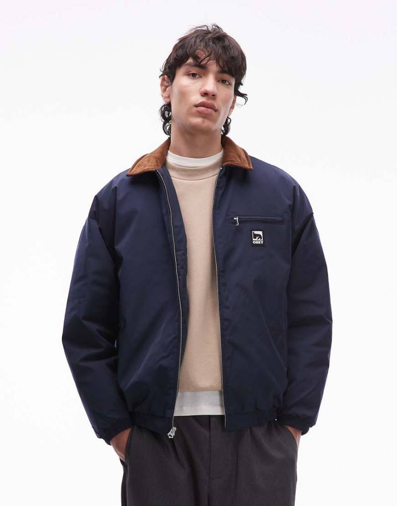 Obey - Elysian - Arbeiterjacke in Marineblau mit Kontrast-Kragen von Obey