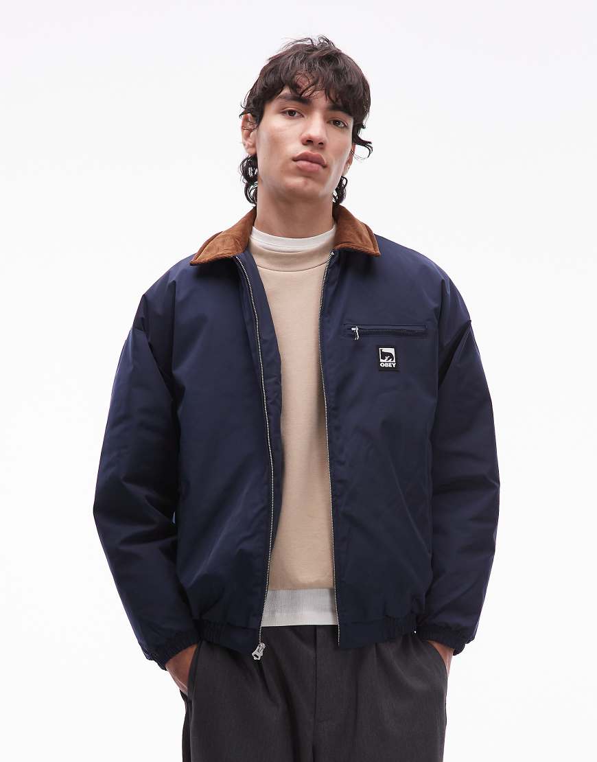 Obey - Elysian - Arbeiterjacke in Marineblau mit Kontrast-Kragen von Obey