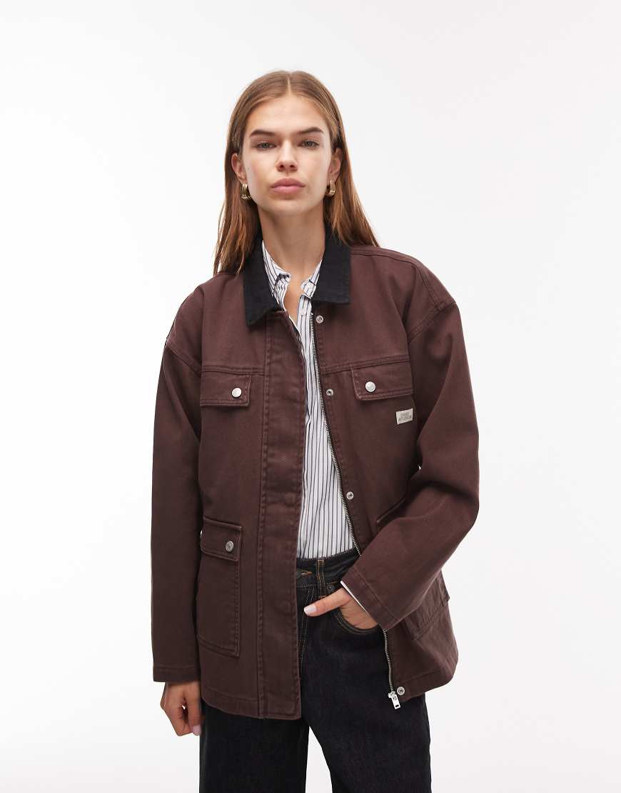 Obey - Fritz - Barn-Jeansjacke in Schokoladenbraun-Brown von Obey
