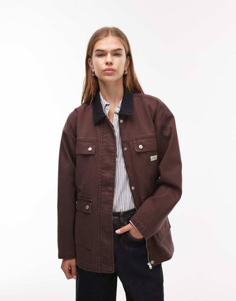 Obey - Fritz - Barn-Jeansjacke in Schokoladenbraun-Brown von Obey