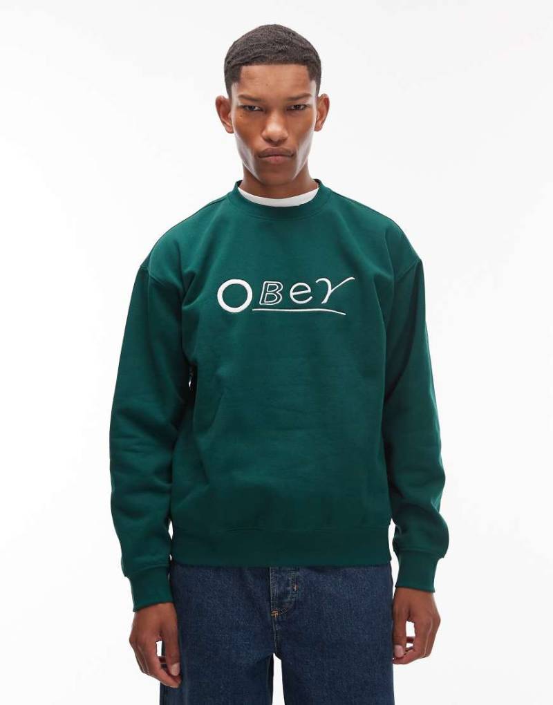 Obey - Headline - Sweatshirt in Dunkelgrün von Obey