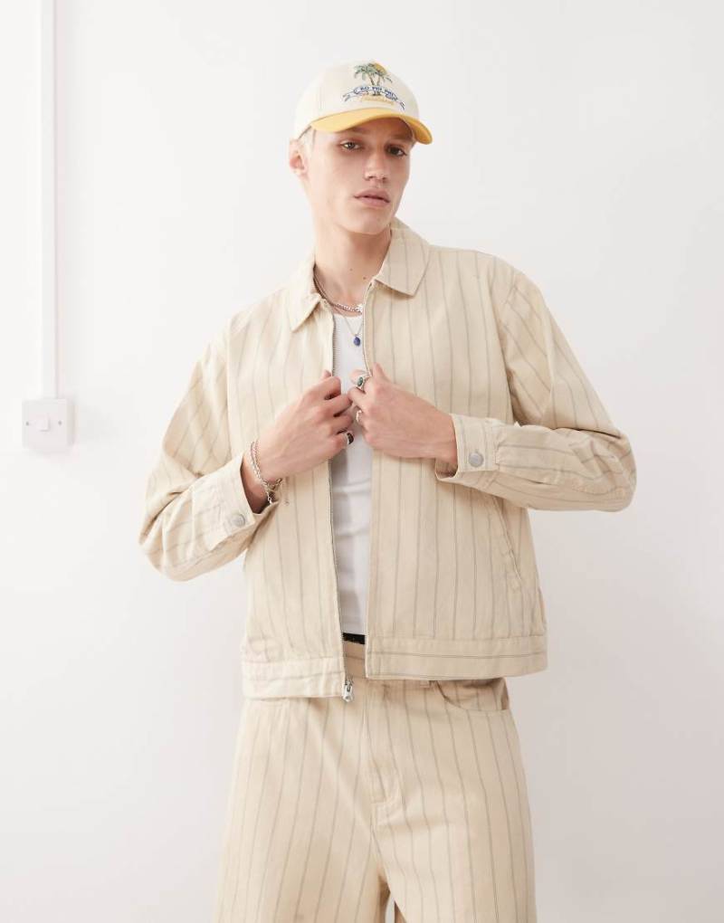 Obey - Jacke in Beige mit Reißverschluss und Streifen-Neutral von Obey