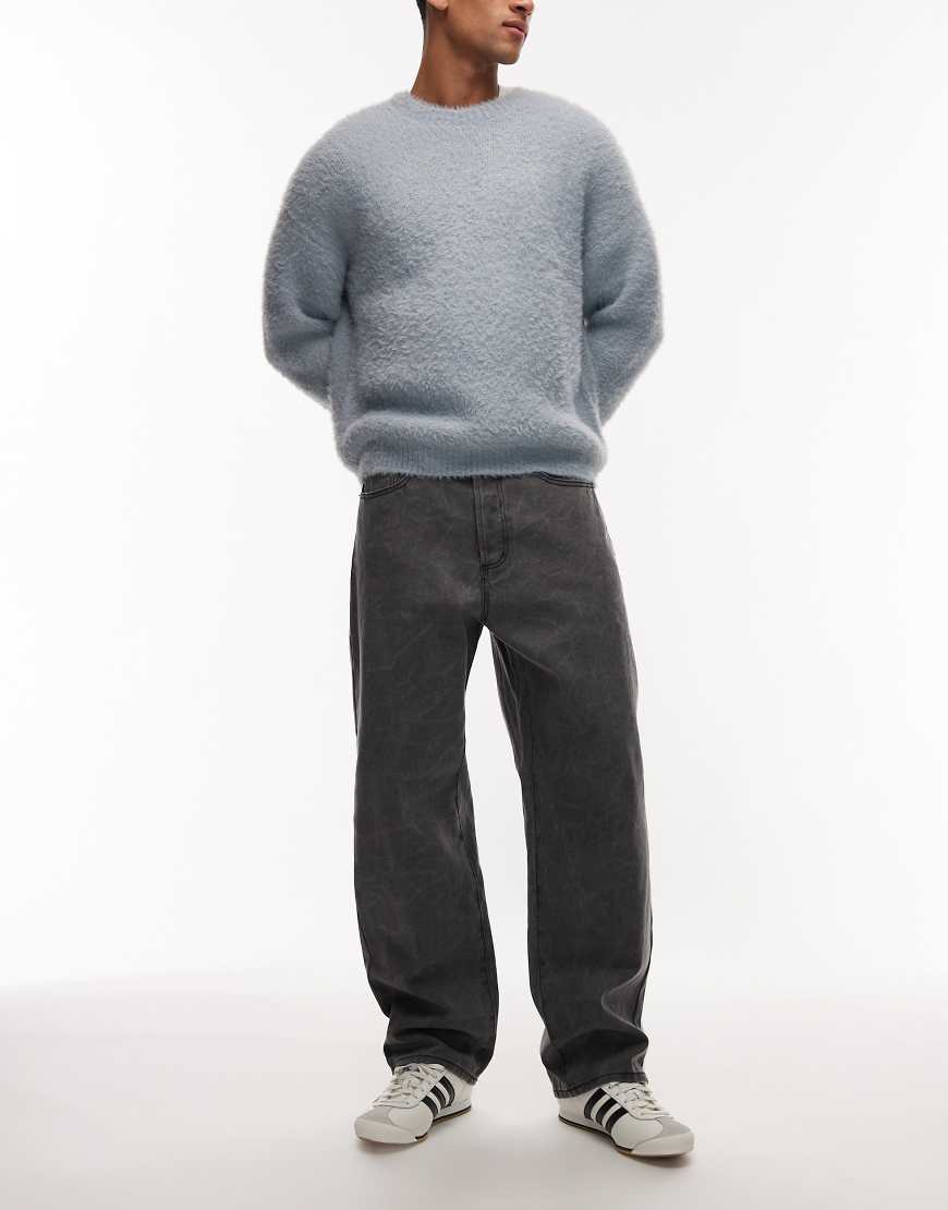 Obey - Klassische weite Jeans mit Knitter-Waschung in Schwarz von Obey