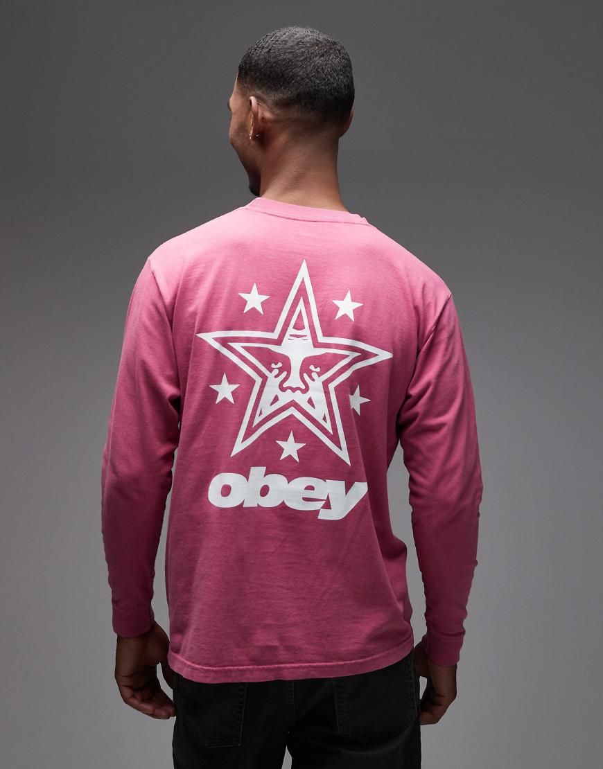 Obey - Langärmliges Shirt in Burgunderrot mit Sternenmotiv von Obey