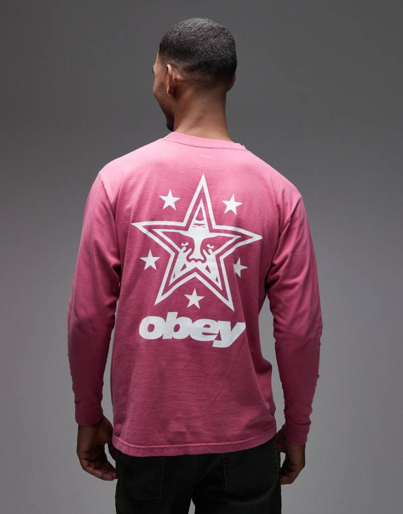 Obey - Langärmliges Shirt in Burgunderrot mit Sternenmotiv von Obey
