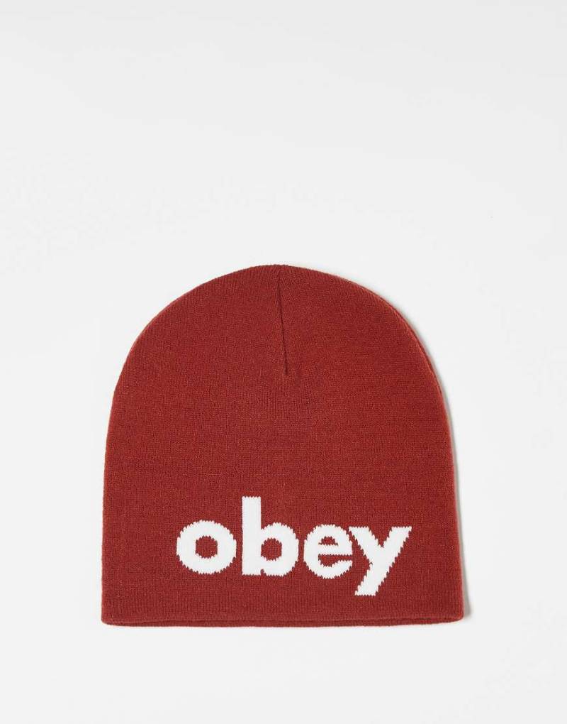 Obey - Lowercase - Strickmütze in Burgunderrot von Obey