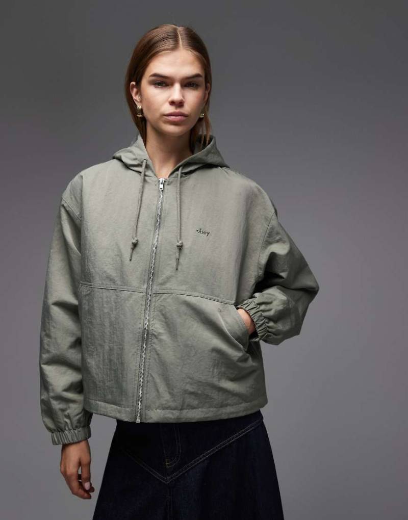 Obey - Lula - Regenjacke in Hellgrau mit Kapuze von Obey