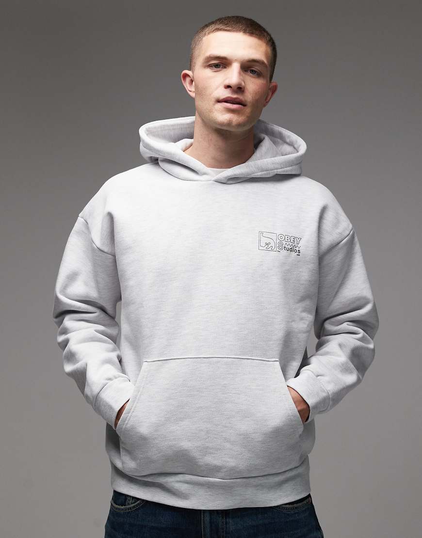 Obey - Nico - Oversize-Kapuzenpullover aus schwerem Stoff in Grau von Obey