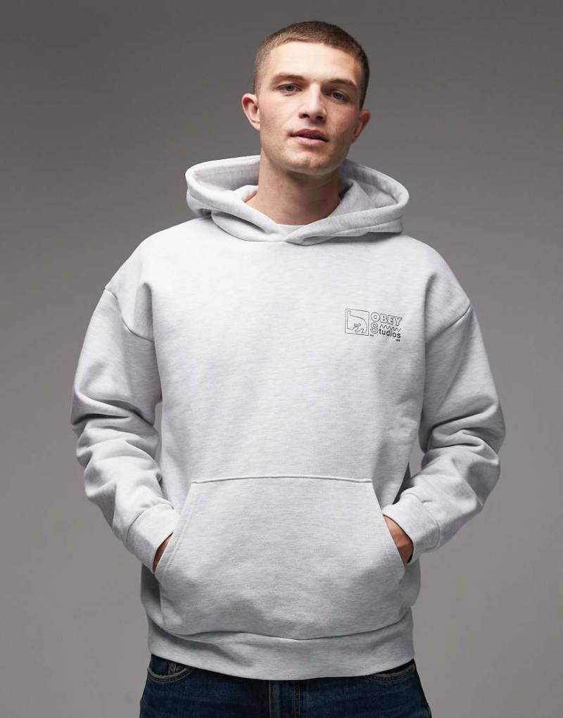 Obey - Nico - Oversize-Kapuzenpullover aus schwerem Stoff in Grau von Obey