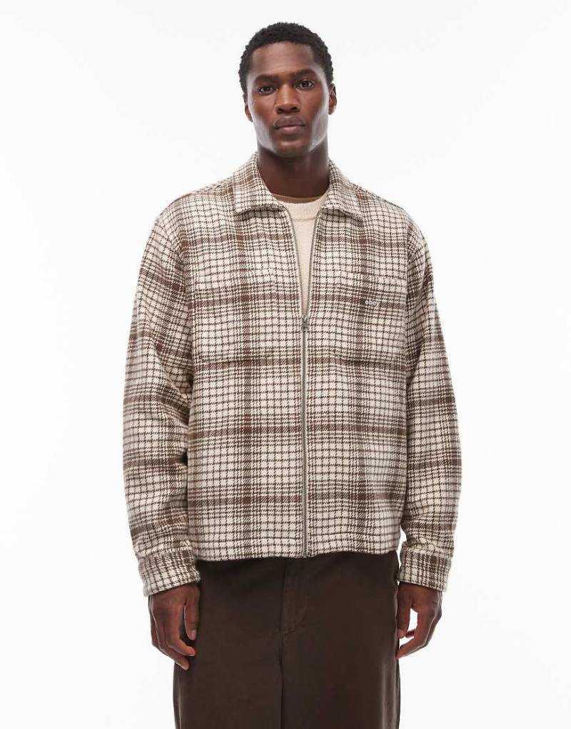 Obey - Parker - Hemdjacke aus Flanell in Beige mit Reißverschluss-Neutral von Obey