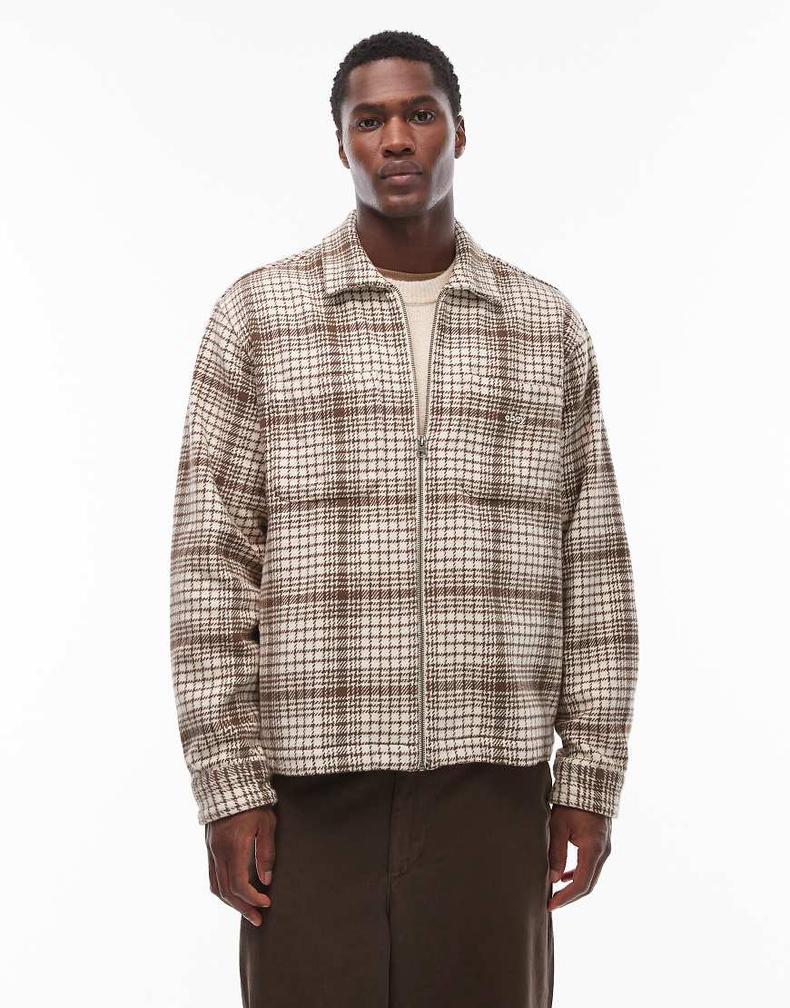 Obey - Parker - Hemdjacke aus Flanell in Beige mit Reißverschluss-Neutral von Obey