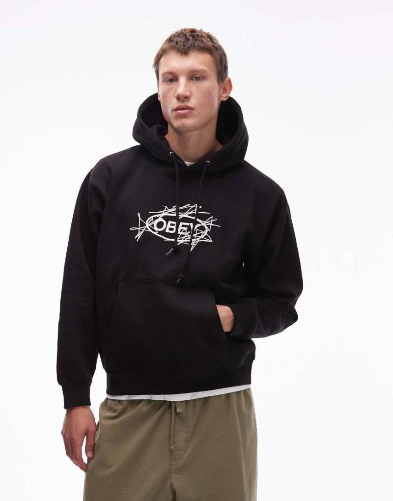 Obey - Stars - Oversize-Kapuzenpullover in Schwarz von Obey