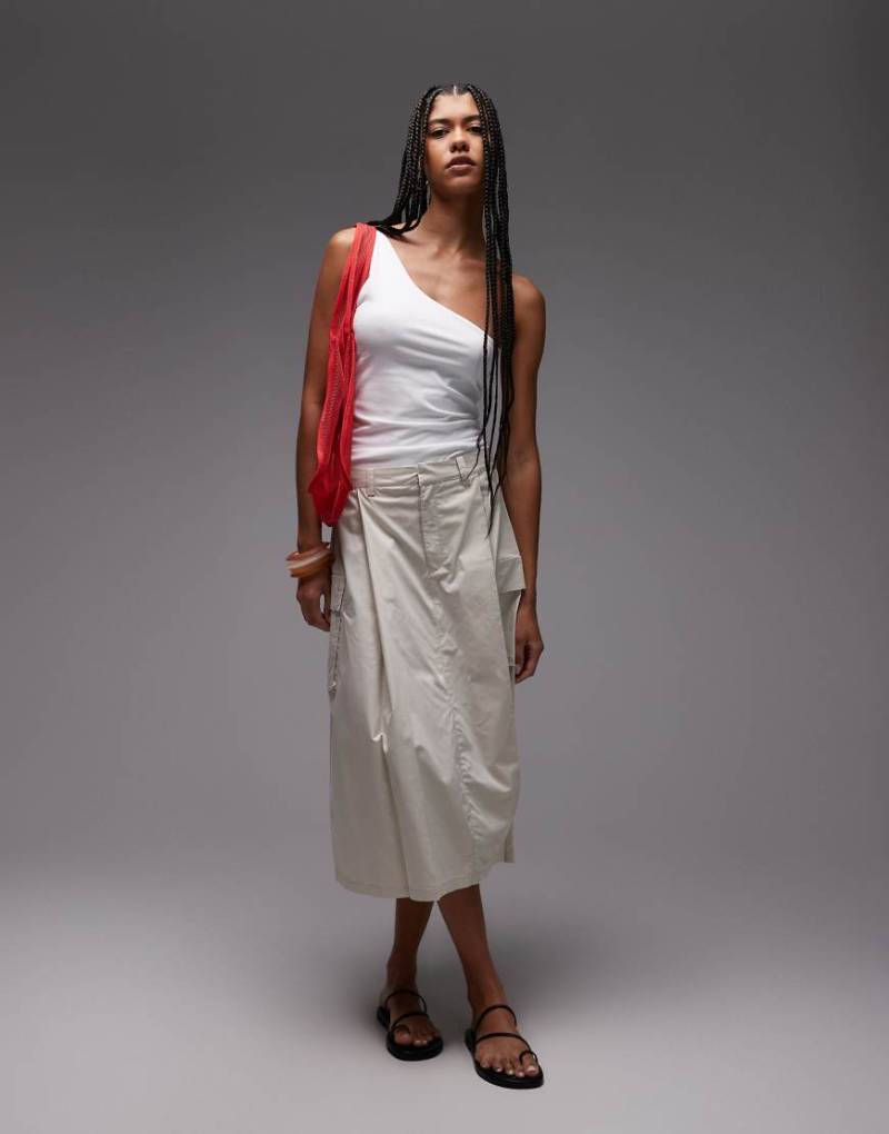 Obey - Surface - Mittellanger Cargo-Faltenrock in Beige-Neutral von Obey