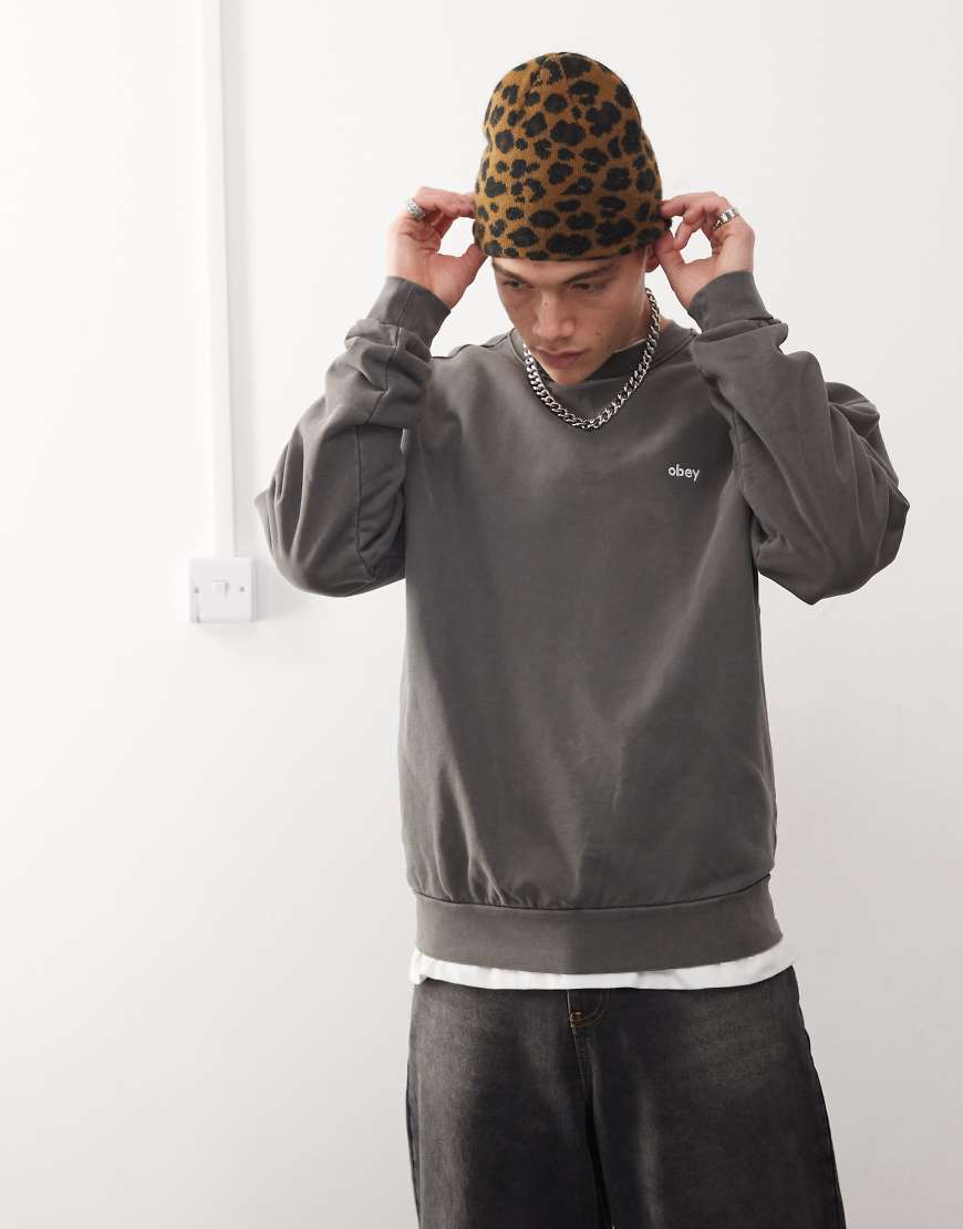 Obey - Sweatshirt in Grau mit Logo in Kleinbuchstaben und Pigmentierung-Schwarz von Obey