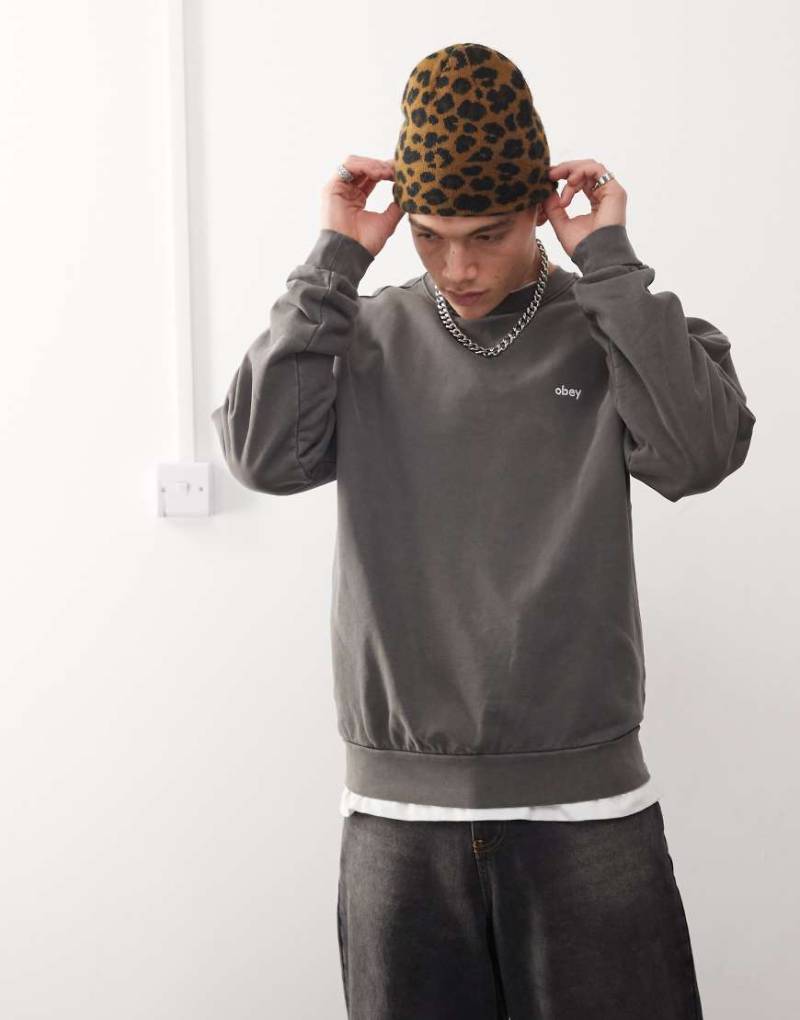 Obey - Sweatshirt in Grau mit Logo in Kleinbuchstaben und Pigmentierung-Schwarz von Obey