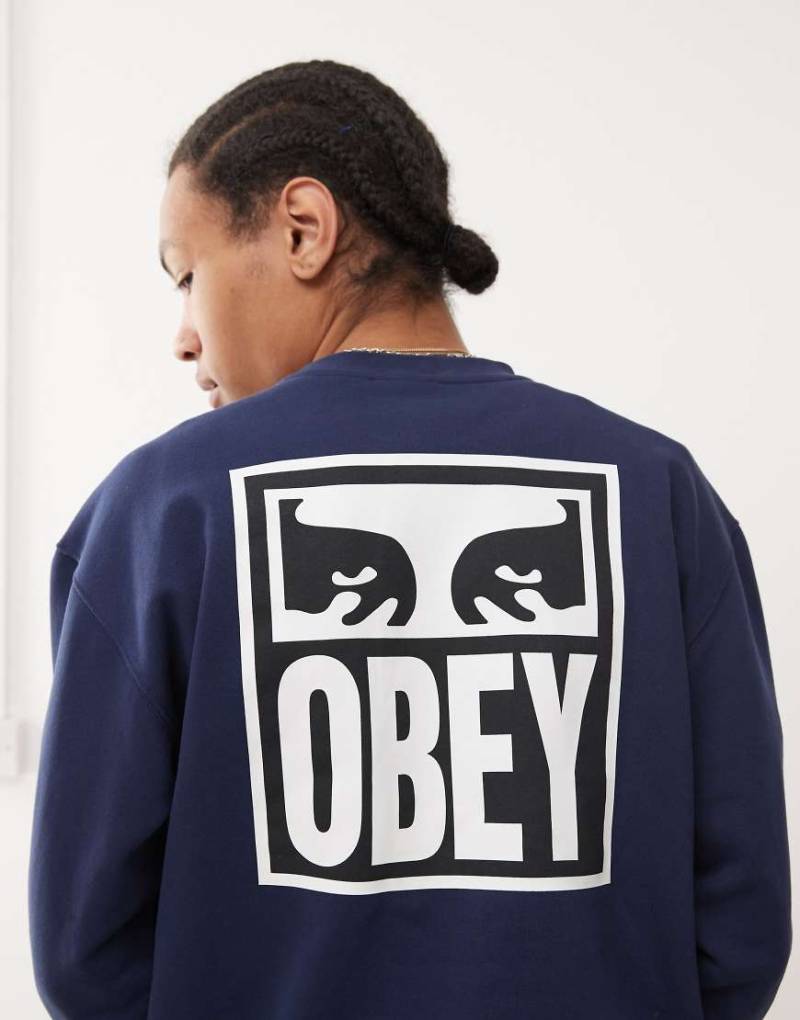 Obey - Sweatshirt in Marineblau mit Augen-Logoprint-Grau von Obey