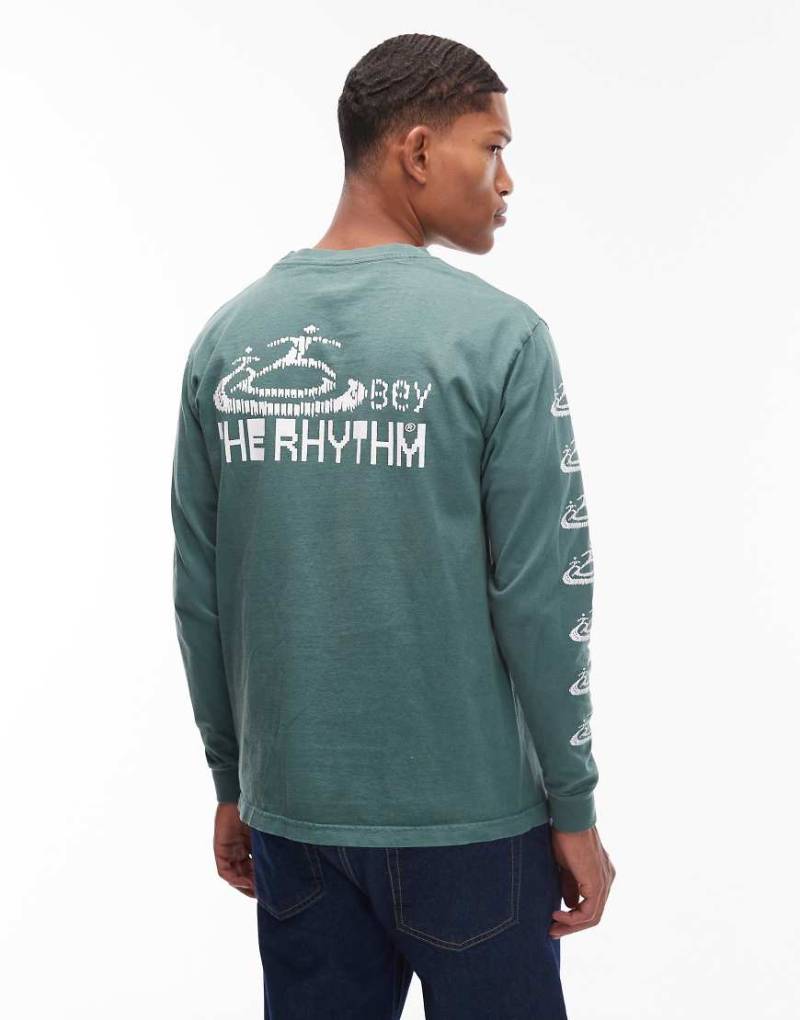 Obey - The Rhythm - Langärmliges Shirt in Grün mit Rückenprint von Obey