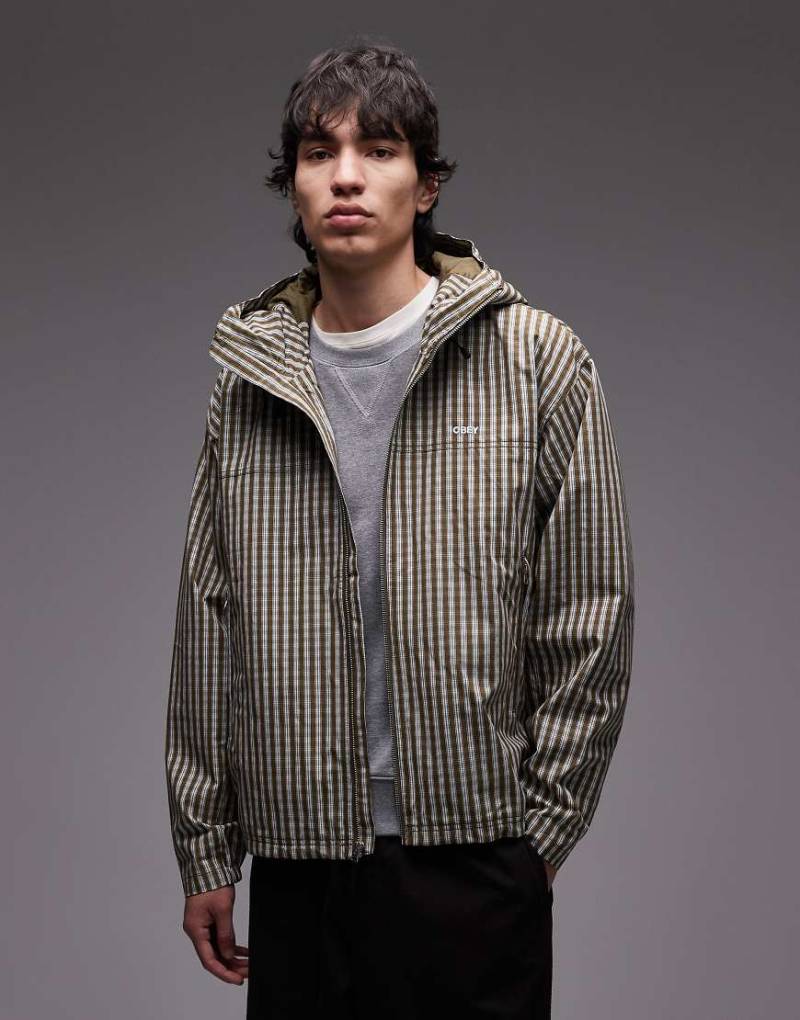 Obey - Vista - Funktionsjacke in Braun kariert mit Reißverschluss-Brown von Obey