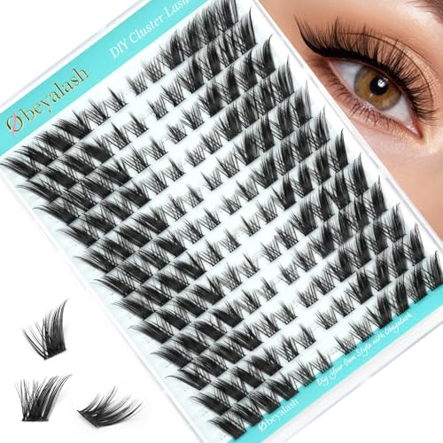 Obeyalash Fox Eye Cluster Lashes Extensions, 144 Stück, individuelle Wimpern, einfaches DIY zu Hause, künstliche Wimpern für Anfänger, Frauen und Mädchen von Obeyalash