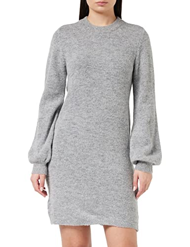 Object NOS Damen Objeve Nonsia L/S Knit Dress Noos Kleid,,per pack Grau (Light Grey Melange Light Grey Melange),38 (Herstellergröße:M) von Object