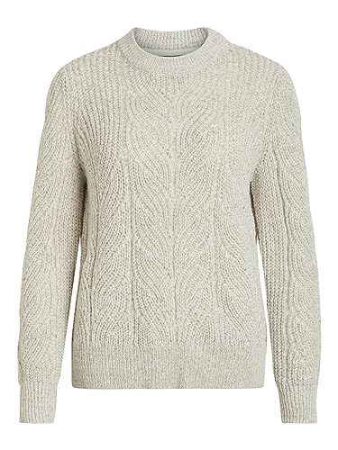 Object NOS Damen OBJNOVA STELLA L/S KNIT PULLOVER NOOS Pullover,, per pack Beige (Humus Detail: MELANGE), 36 (Herstellergröße: S) von Object