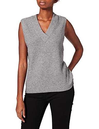 Object Damen Objmalena S/L Knit Waistcoat Noos Pullunder, Medium Grey Melange, XS EU von Object