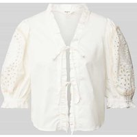 Object Bluse mit Lochstickerei Modell 'Brodera' in Offwhite, Größe 36 von Object