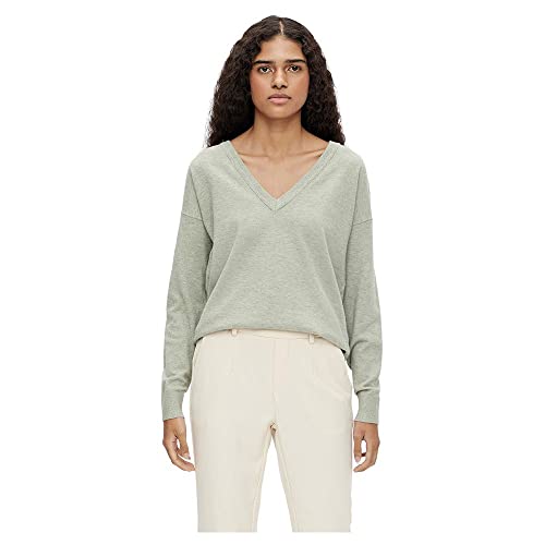 Object Collectors Item Damen OBJTHESS L/S V-Neck Knit NOOS Pullover, Seagrass/Detail:Melange, XS von Object