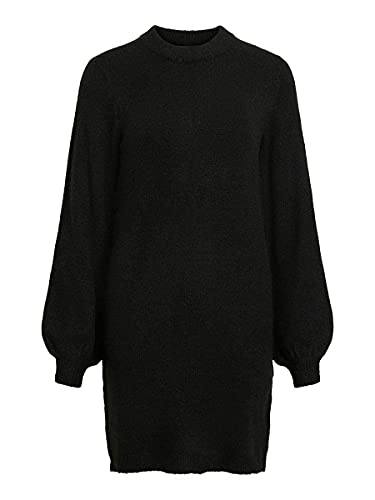 Object NOS Damen Objeve Nonsia L/S Knit Dress Noos Kleid,,per pack Schwarz (Black Black),34 (Herstellergröße:XS) von Object