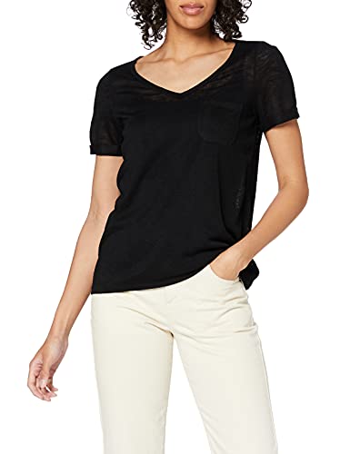 Object Damen OBJTESSI SLUB S/S V-Neck NOOS T-Shirt, per Pack Schwarz (Black Black), 40 (Herstellergröße: L) von Object