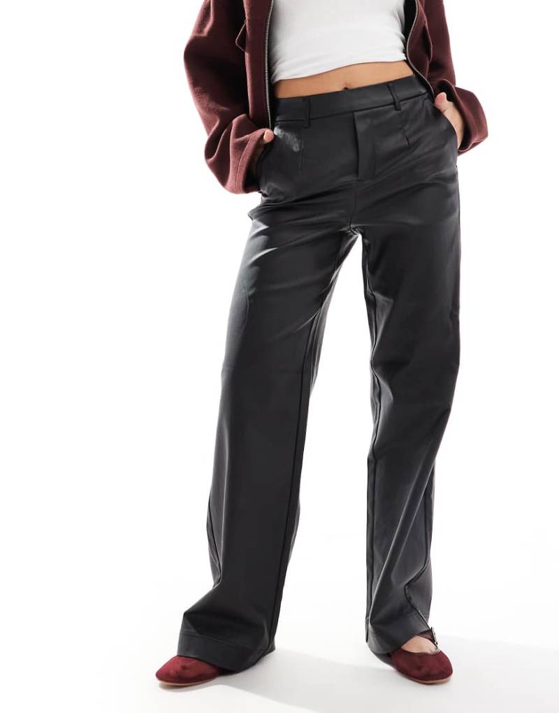 Object - Elegante, beschichtete Hose in Schwarz mit weitem Bein von Object