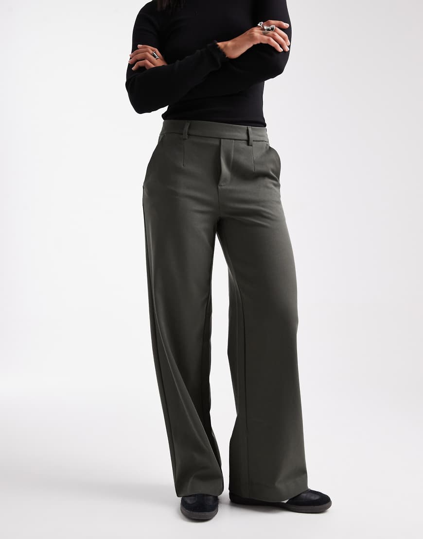Object - Elegante Hose in Khaki mit weitem Bein-Grün von Object