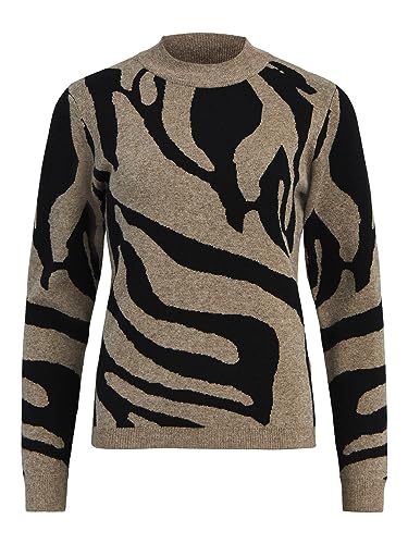 OBJECT Women's OBJRAY L/S Knit AOP NOOS Pullover Sweater, Fossil, S von Object