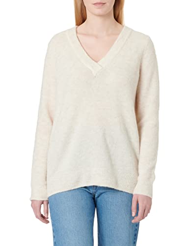 OBJECT Women's OBJELLIE L/S V-Neck Pullover NOOS Strickpullover, Sandshell, L von Object