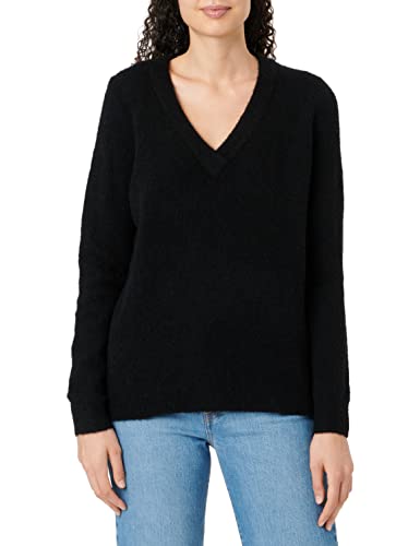 Object Damen Objellie L/S V-neck Noos Strickpullover, Schwarz, S EU von Object