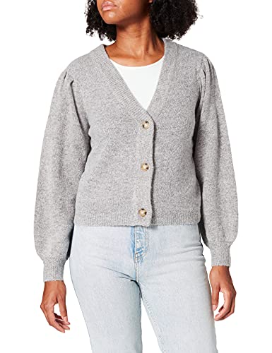 Object Damen Objeve Nonsia L/S Short Cardigan Noos Strickjacke, Light Grey Melange, M EU von Object