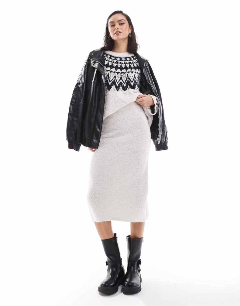 Object - Flauschiger Midi-Strickrock in Cremeweiß, Kombiteil von Object