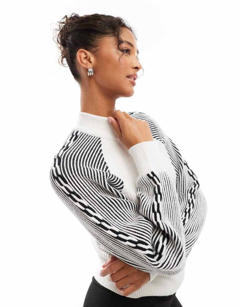 Object - Gerippter, kontrastierender Strickpullover in Cremeweiß von Object