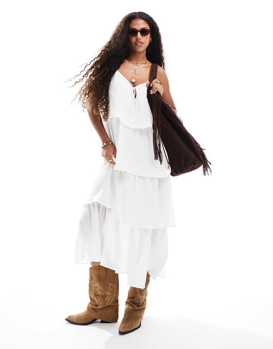 Object - Gestuftes Boho-Maxikleid in Weiß Object - Gestuftes Boho-Maxikleid in Weiß von Object