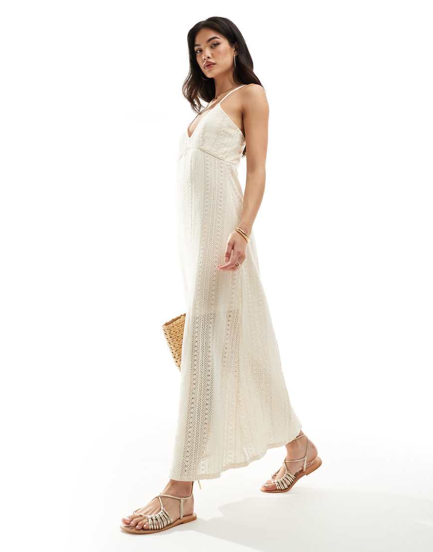 Object - Häkel-Trägerkleid in Creme mit Maxilänge-Weiß Object - Häkel-Trägerkleid in Creme mit Maxilänge-Weiß von Object
