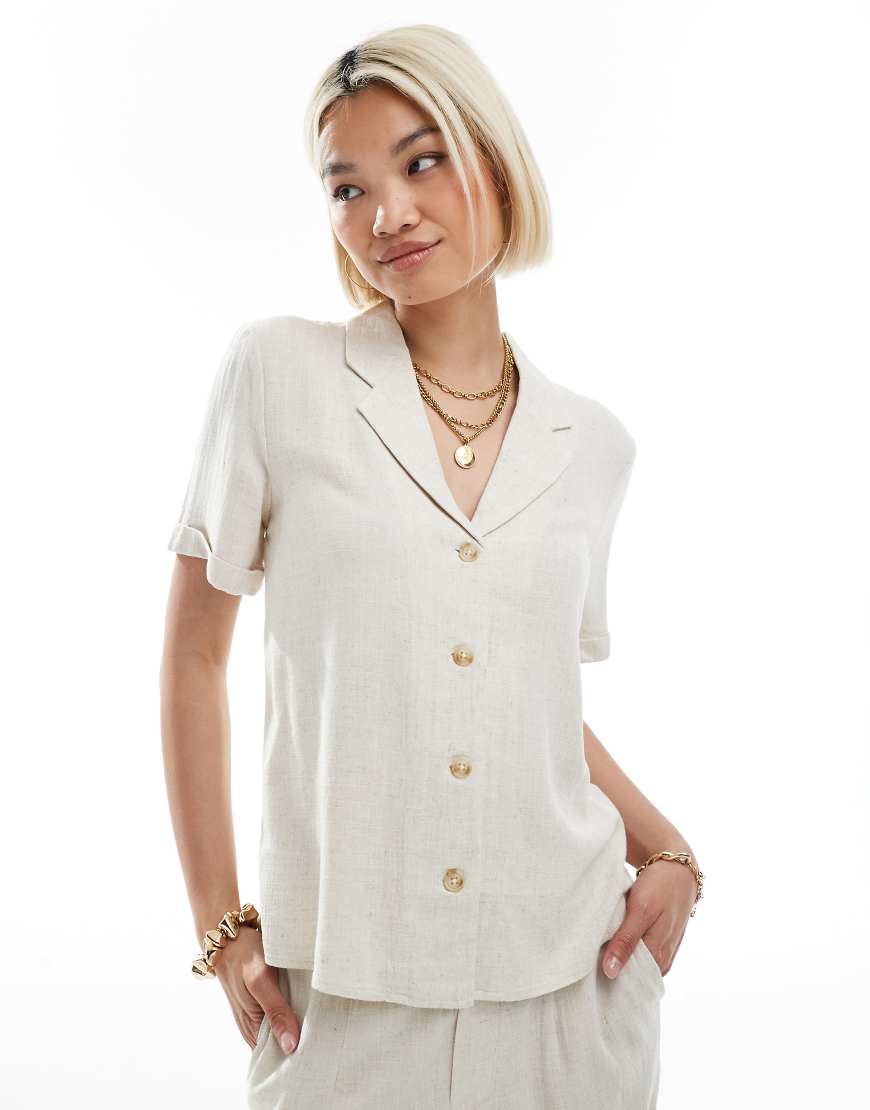 Object - Hemd in Creme mit Leinenanteil, Kombiteil-Weiß Object - Hemd in Creme mit Leinenanteil, Kombiteil-Weiß von Object