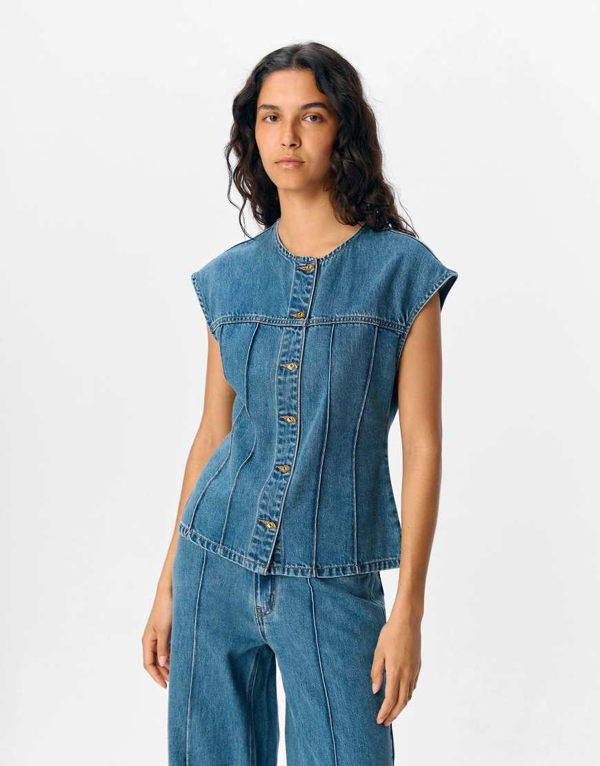 Object - Jeans-Trägertop in mittlerem Jeansblau von Object