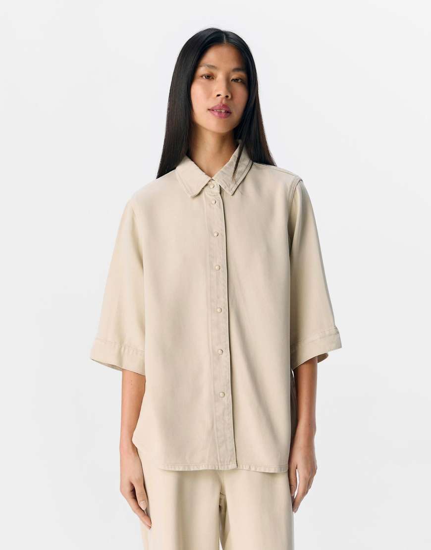 Object - Jeanshemd in in hellem Beige-Weiß Object - Jeanshemd in in hellem Beige-Weiß von Object
