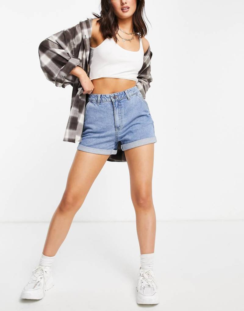 Object - Jeansshorts mit Umschlagsaum in Hellblau von Object