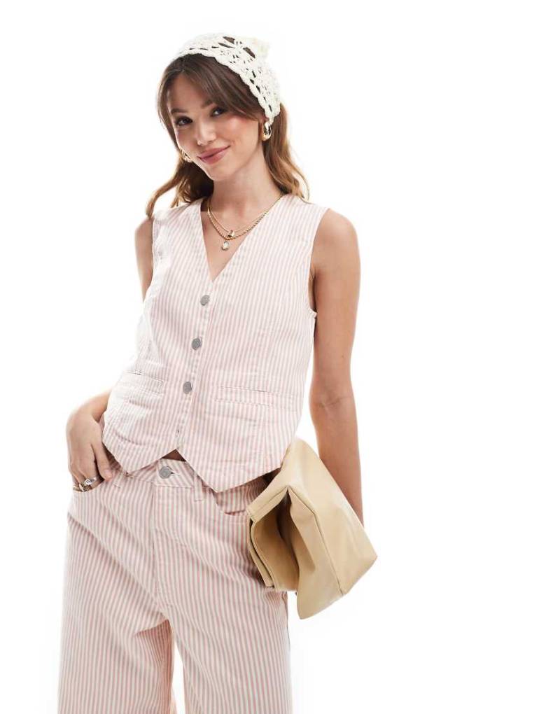 Object - Jeansweste mit rosa Streifen, Kombiteil von Object