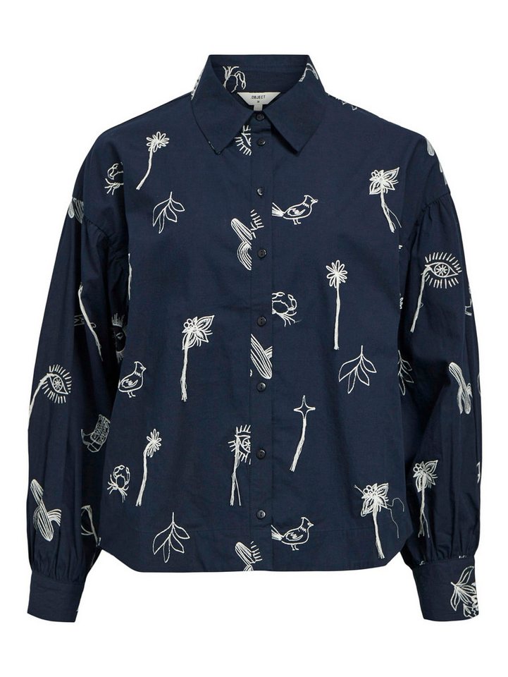 Object Langarmbluse OBJJacket (1-tlg) Falten von Object