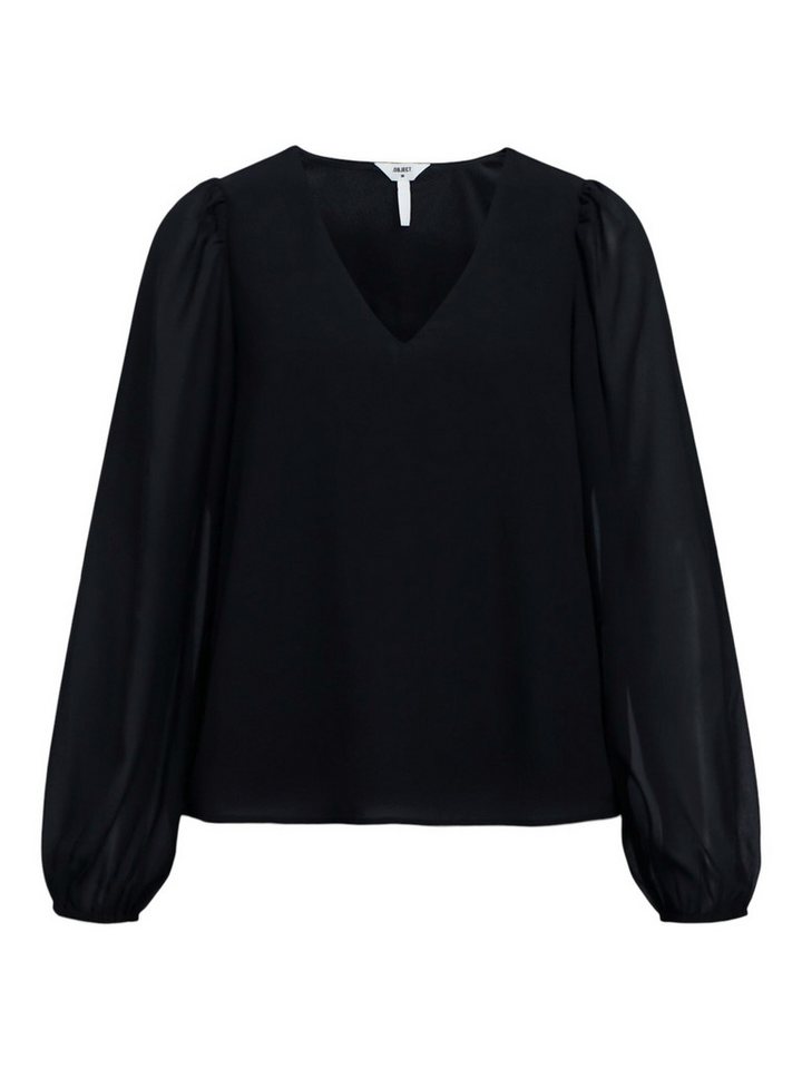 Object Langarmbluse OBJMILA (1-tlg) Drapiert/gerafft von Object